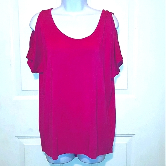 ☆Michael Kors☆Beautiful Pink EEUC Cold Shoulder Small stretchy casual/Dressy tee - Picture 3 of 15